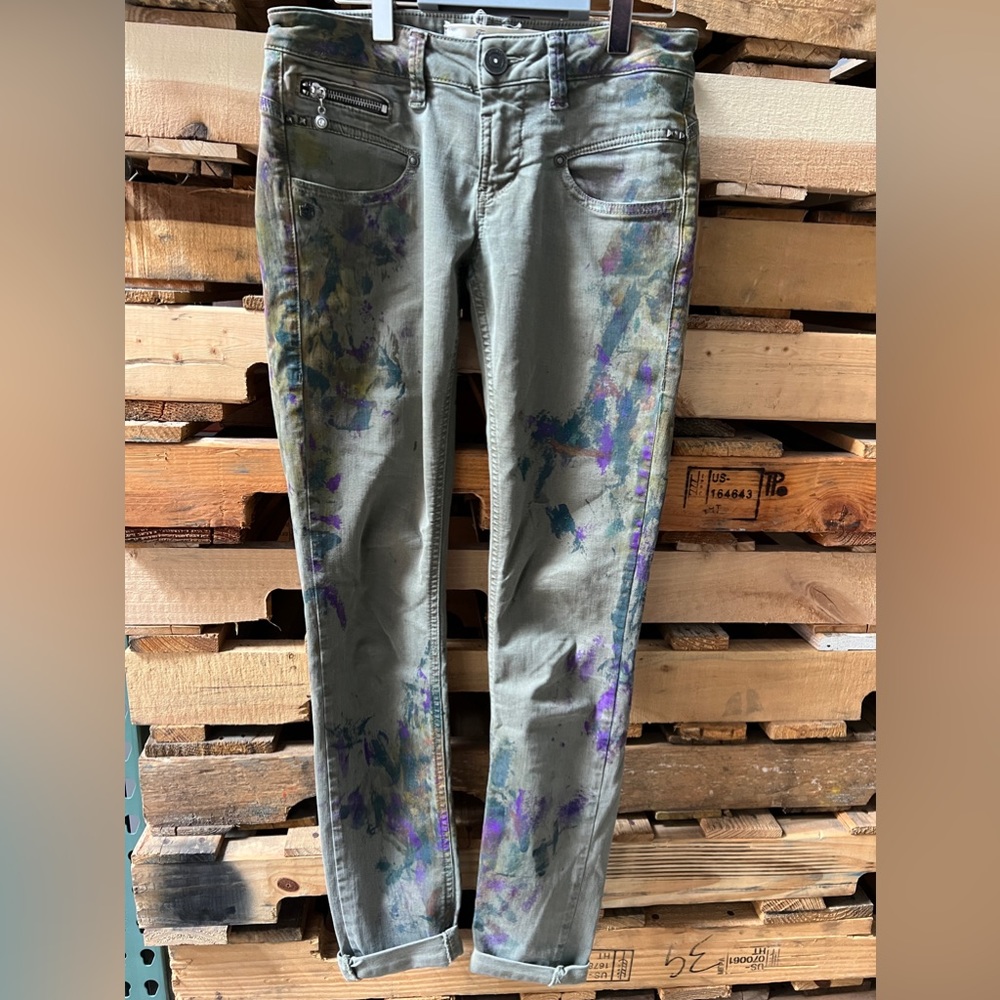 Freeman T Porter painted skinny jeans sz S